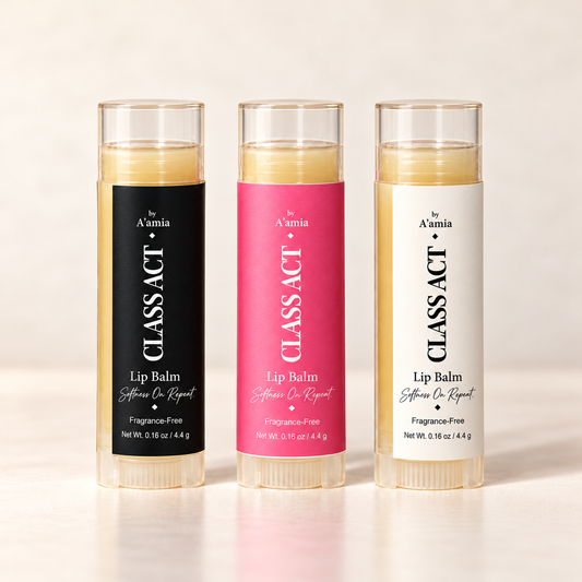 Class Act Lip Balm black pink and white label options